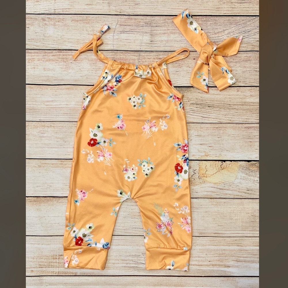Flowers Romper & Headband for Baby Girl